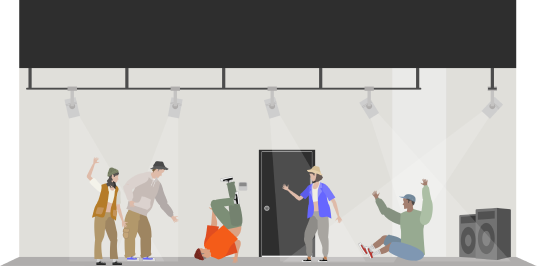 Cartoon Illustration of dancers sessioning dancing in Artistate Studio
